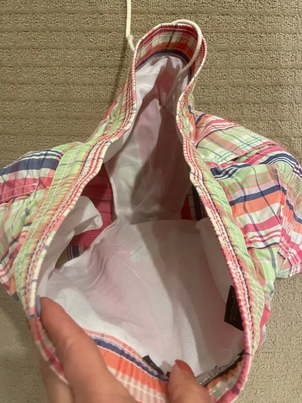 Ralph Lauren Pink Plaid Swim Shorts with Green & Navy Accents